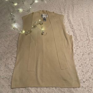 Rena Rowan sweater tan tank. Size small
